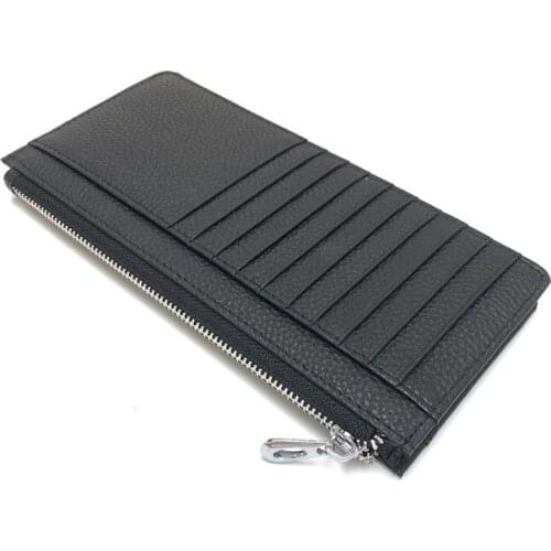 Aaby Women Wallets 100% Genuine Leather Long Zipper Double -Sided Card Clutch Purse Large Capacity Business Card Holder Wallet