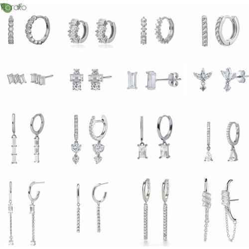 YUXINTOME 925 Sterling Silver Ear Buckle Mini Star Pendant Earrings For Women Zircon Perforation Earring Cake Party Fine Jewelry