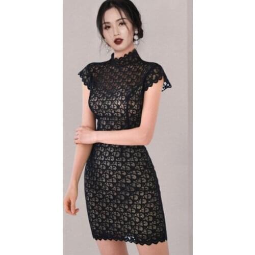 Spring Two Piece Set 2021 New Fashion Women Sexy Hollow Out Lace Tops+Office Ladies Bodycon Pencil Skirts Suit