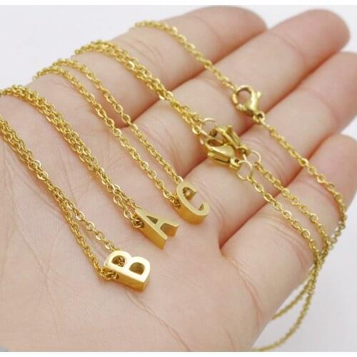 Fashion Tiny Dainty Initial Stainless Steel Letter Choker Necklace for Women Gold/Silver Color Pendant Collar gif