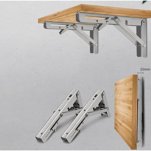 1 Pair Folding Bracket 200mm-400mm For Shelf Table Desk Wall Mounted Support Collapsible Long Release Arm Space Savin