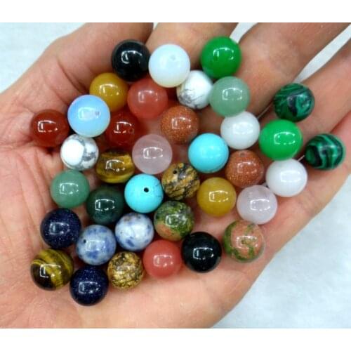 10m Natural stone Quartz crystal tiger eye Turquoises aventurine Half hole beads for Diy Jewelry Making Bracelet Accessories10pc