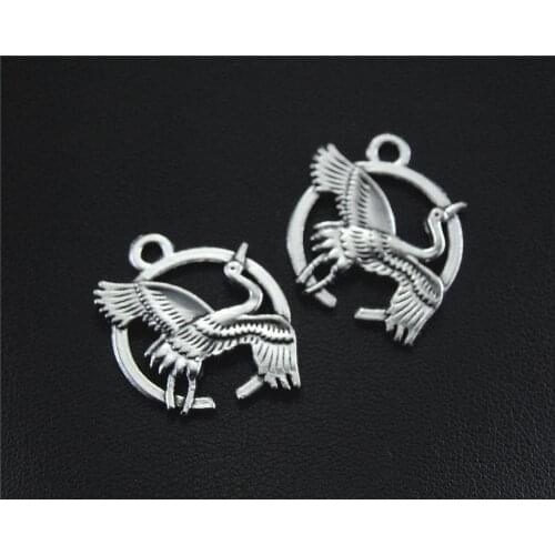 20pcs Silver Color Swan Animal Charm Pendant Fit DIY Necklace Findings 19x25mm A1501