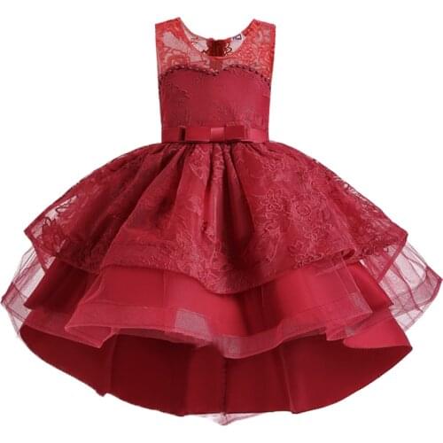 2020 Summer girl trailing princess dress Tail Peng Dress Princess Birthday Party Dinner Embroidery Dress Girl clothes