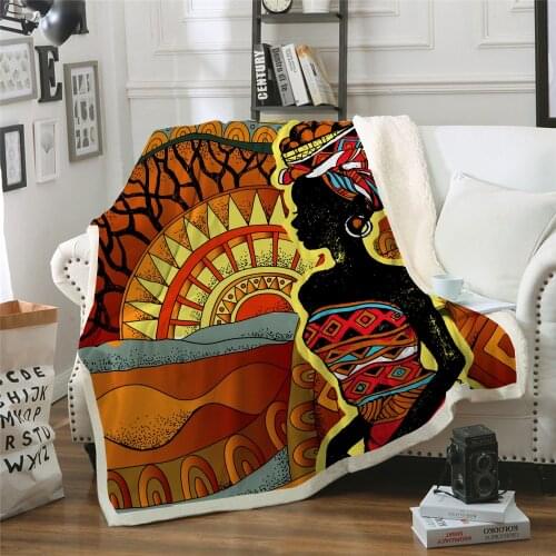3D African Blanket Women People Plush Throw Blankets bedding Adult Thin Quilt warm