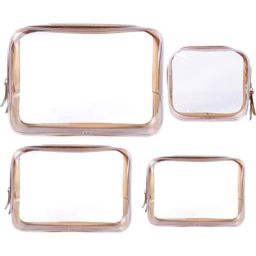 4PCS Waterproof PVC Transparent Makeup Bag Clear Splash-Proof Portable Cosmetic Bag Toiletry Bag For Travel Cosmetic Storage Bag
