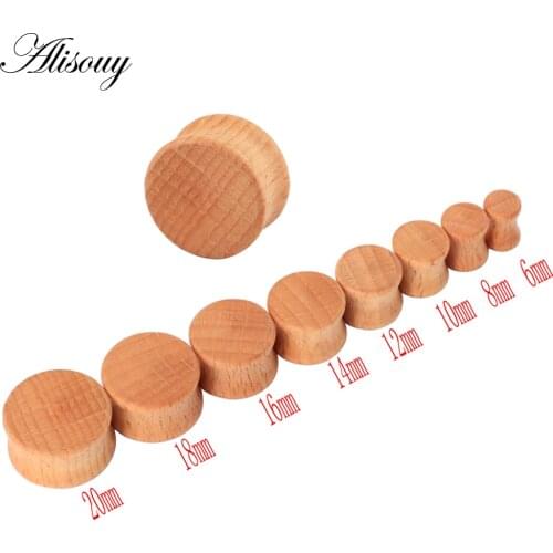 Alisouy 2pcs Wood Plugs and Tunnels Ear Expander Plug Gauges 6mm to 20mm Ear Plugs Body Jewelry piercing tunnel jewelry