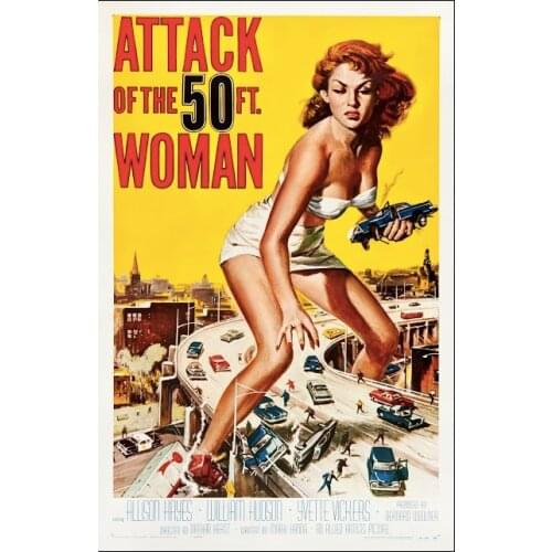 Attack of the 50 ft. Woman Sci-Fi Classic Movie Horror Film Retro Vintage Poster Canvas Painting DIY Wall Paper Home Decor Gift