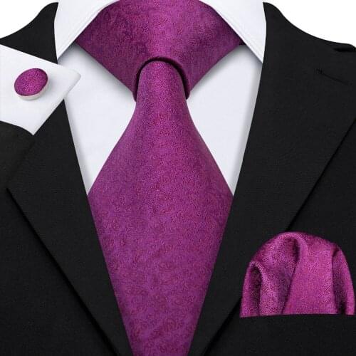 2019 Barry.Wang New Purple Paisley 100% Silk Fashion Tie Gifts For Men Wedding Party Business Luxury Brand Neckties Sets LS-5126