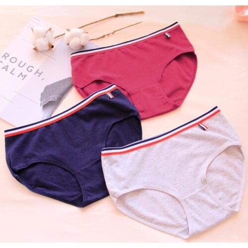 Free Shipping 5pcs/lot Pure Color Waist Girl Panties Cotton Womens Underwear Package Hip Womens Triangular Brief