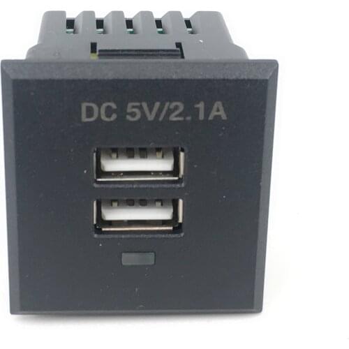 Black 5V 2.1A Card-type dual USB power socket embedded USB desktop socket DC charging power socket module