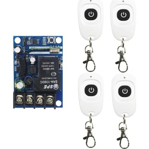DC 12V 24V 48V 10 A 1 Channel RF Wireless Remote Control 1 Receiver & 4 Transmitter learning code