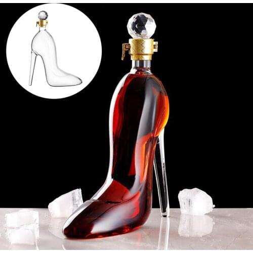 375ml High-heeled Shoes Shape Whisky Decanter Luxurious Glass Merlot Rum Wine Bottle Women Gift