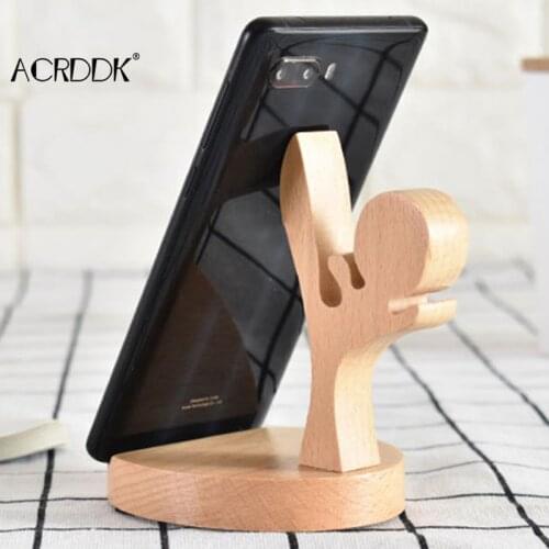 Wooden Cellphone Mobile Stand Desk Holder Cradle for Mobile Cell Phones Smartphone DF