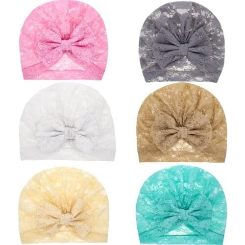 Children Lace Baby Hat Kids Bow Cap Newborn Girls photography Props Spring Autumn Modis Beanie Turban Infant Props