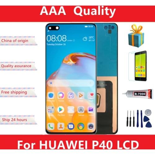 Original 6.1'' P40 Display Screen With Frame For HUAWEI P40 ANA-AN00 TN00 NX9 LX4 LCD Display Touch Screen Digitizer Assembly