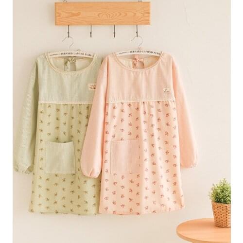 Apron long-sleeved waterproof and oil-proof apron Korean fashion with sleeves smock adult female kitchen cooking clothes adult