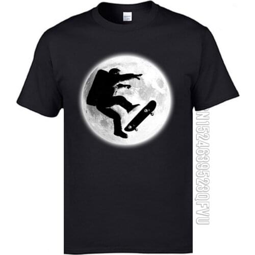 Moon Gravity Skateboarder Skater Boy Mens Cool T Shirts Natural Cotton Leisure Tops & Tees Extreme Challenge Amazing Tshirts