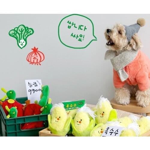 Ins hot sales Korea cabbage corn Plush Sounding Squeaky Dogs Toys Puppy Cat Chew Training Toy Vegetable Pet suppliers