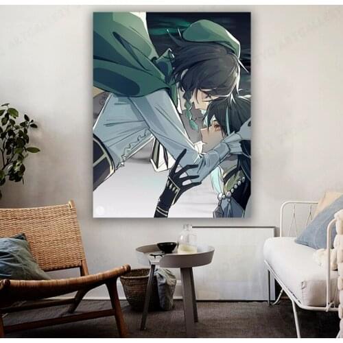 Classic Japanese Anime Art Mural Genshin Impact Poster Canvas Painting Childrens Room Living Room Home Wall Decoration Cuadros