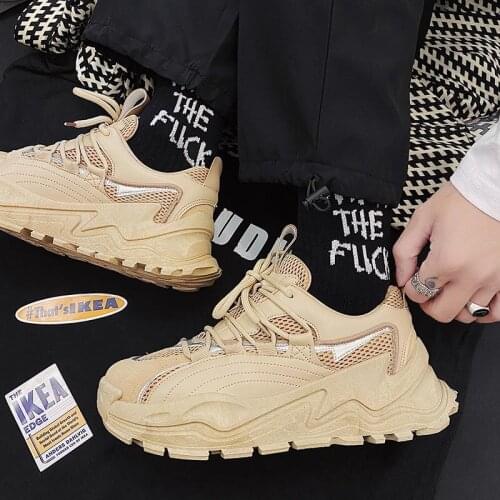 Summer Outdoor Men Chunky Sneakers Fashion Heighten Male Mesh Casual Shoes Spring Platform Sneakers Damping Tennis Trainers