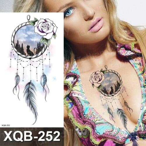 Dreamcatcher Dragon Totem Flower Arm Tattoo Sticker Waterproof Temporary Fake Sleeve Tattoo Breast Body Tattoos For Women Men