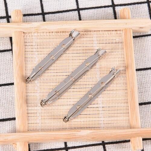 20pcs/lot Metal Brooch Base Back Bar Pins Findings Jewelry Making Handmade DIY Gifts For Women Men White K Tone Iron