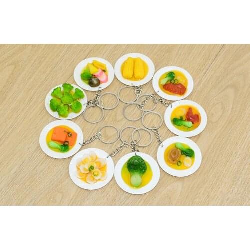 Fashion Jewelry Key Chains 5.5CM PVC Simulation food mini Vegetable dab gastronomic model set keychain key chain 9 PC/set