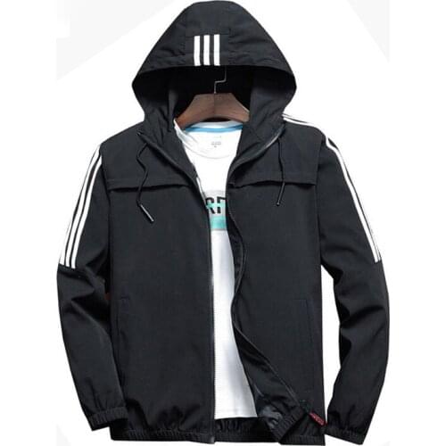 Mens Casual Striped Bomber Jacket Men 2021 New Trend Hoodie Baseball Collar Streetwear Coat Male Fashion Windbreaker Jackets