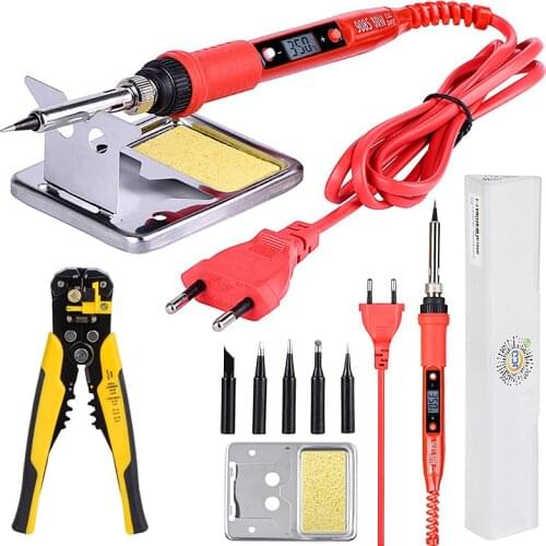 JCD Soldering iron kit with Wire Stripper 220V 80W LCD solder welding tools Ceramic heater Multifunctional wire cutters Pliers