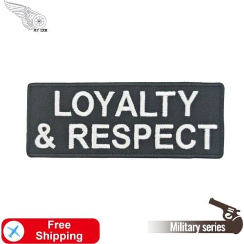Loyalty and Respect Hook and Loop Backing Embroidery Fashion DIY Patches for Clothing Custom 3D Appliques Motorcycle Jacket