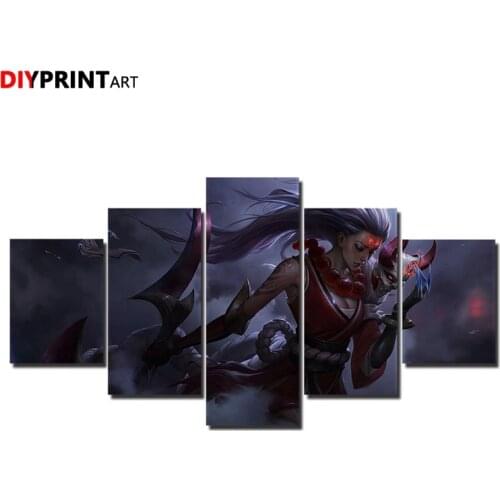 LOL Diana Moonlight 5 Panels Print Wall Art Scorn of the Moon Wall Decorations Living Room A1048