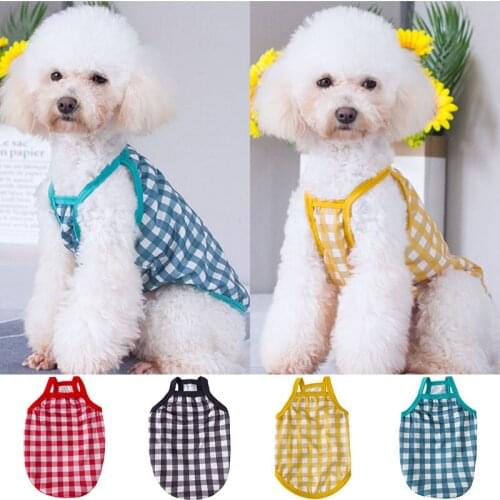 New Cute Plaid Dog Clothes Summer Sling Vest For Small Medium Dogs Sleeveless York Dog tshirt French Bulldog Pet Clothing