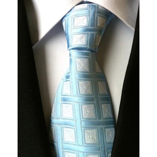 8cm New Classic Ties Mens Fashion Blue Plaids Necktie High Quality Woven