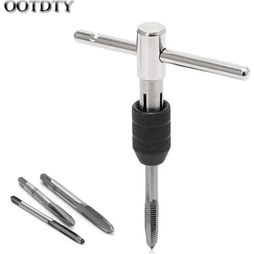 OOTDTY 5 Pcs T Type Hand Screw Thread Taps Drill Kit M3 M4 M5 M6 Set w/Wrench DORP SHIPPING