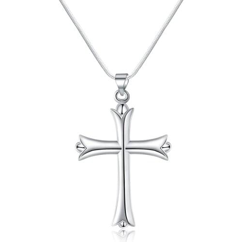 925 Silver Necklace Simple Fashion Cross Pendant Necklace Silver Chain For Women & Men Jewelry Gifts