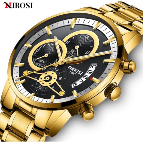 Relogio Masculino NIBOSI Men Watches Top Brand Luxury Gold Male Clock Automatic Date Quartz Watch Luminous Calendar Wristwatch