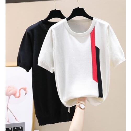 Oversize womens sweaters 2021 woman sweaters Casual o-neck short Sleeve chic loose sweater basic thin female womens jumper