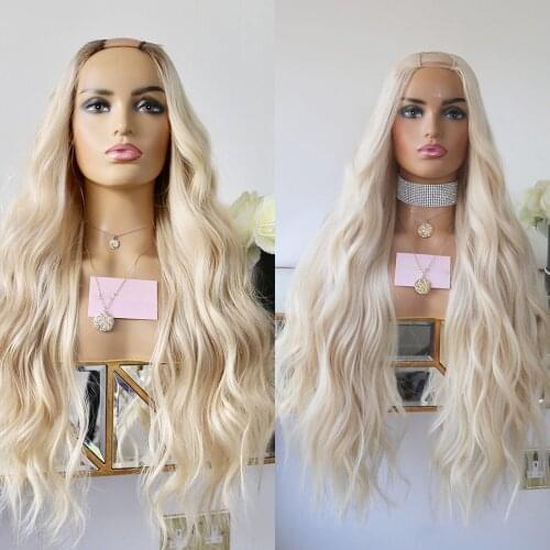 Machine Made 1x4 Middle Open U Part Wigs Human Hair Half Wigs for White Women Black Women Human Hair U part Wigs Blonde