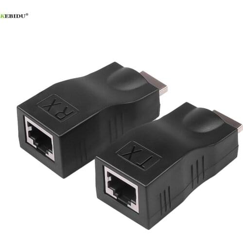 Kebidu Extender 1080P Over Cat 5E/6 Network To Rj45 Lan Ethernet Adapter 4K RJ45 Ports LAN Network HDMI-compatible Extension