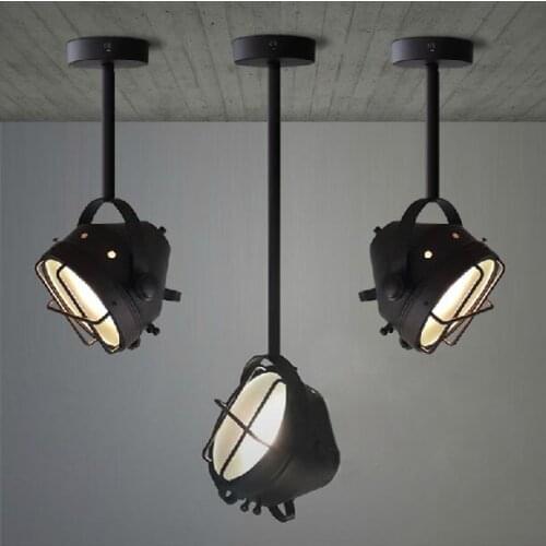 Loft Vintage loft American industry black iron pendant light bedroom bedside dining room bar hanging lighting lamp