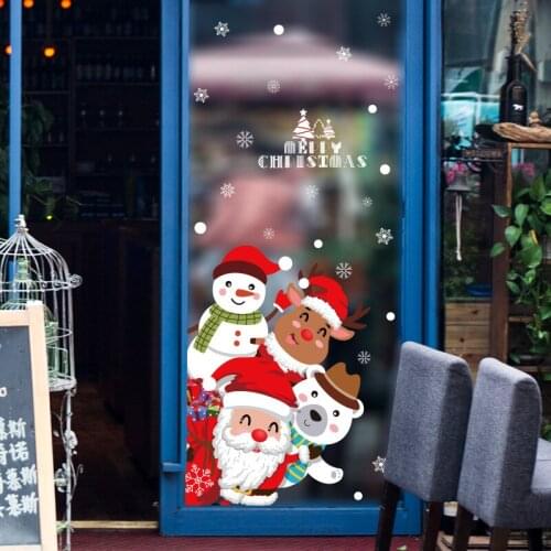 Waterproof Christmas Door PVC Sticker Window Decal for Home Wall Stage Glass Decoration