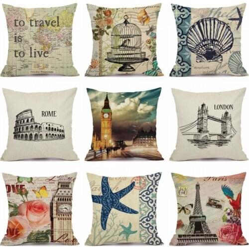 XUNYU European Style Cartoon Pattern Cushion Cover Linen Throw Pillow Cover Car Home Decorative Pillowcase KQ013
