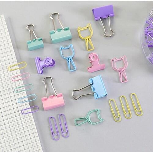 84Pcs/box 5 colors Multifunction Stationary Paper clips Bulldog Clips Binder Metal Clamps Set Medium Small Office Study Binder
