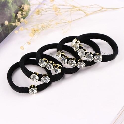 Black Rope Women Bands Hair Accessories Fashion Korean Elastic Hair Style Hair ring Rhinestone
