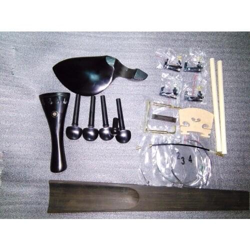 1 Set Nice Ebony Violin Parts SF02 with String bridge fine tuner ebony saddles fingerboard violin bridge all in 4/4