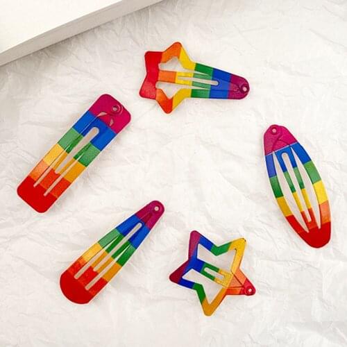 10PCS/Lot New Lovely Rainbow Metal Girls Hairpins Snap Hair Clip Kids Baby BB Clips Headwear Hair Accessories