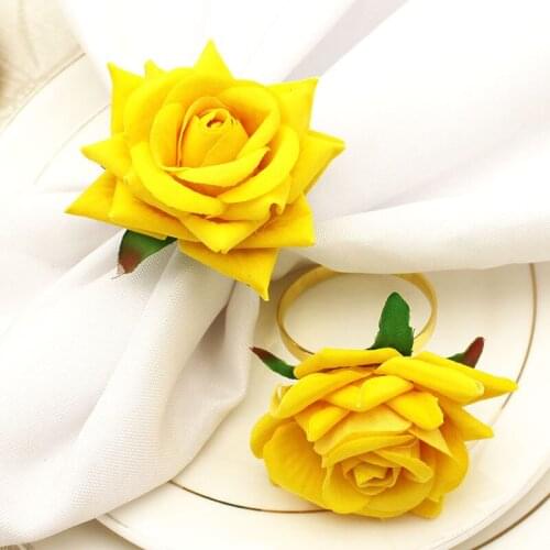 12pcs/lot New simulation rose flower napkin ring Valentine’s day napkin ring holiday party desktop decoration napkin buckle