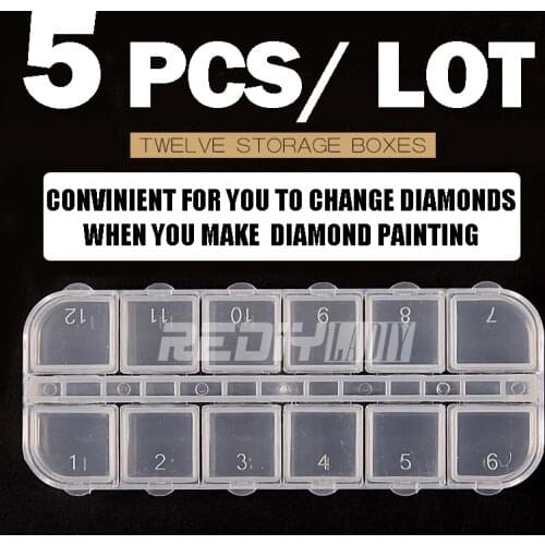12 Slots independent Diamond Embroidery Box Diamond Painting Accessory Case Multi Function Transparent Storage Boxes Case Tools