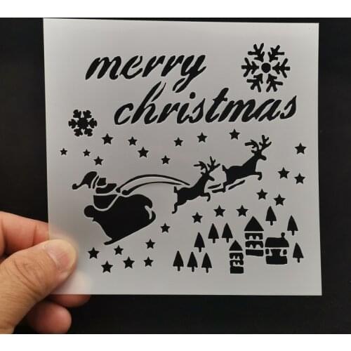 13*13 Christmas pvc Layering Stencils for DIY Scrapbooking/photo album Decorative Embossing DIY Paper Cards Crafts